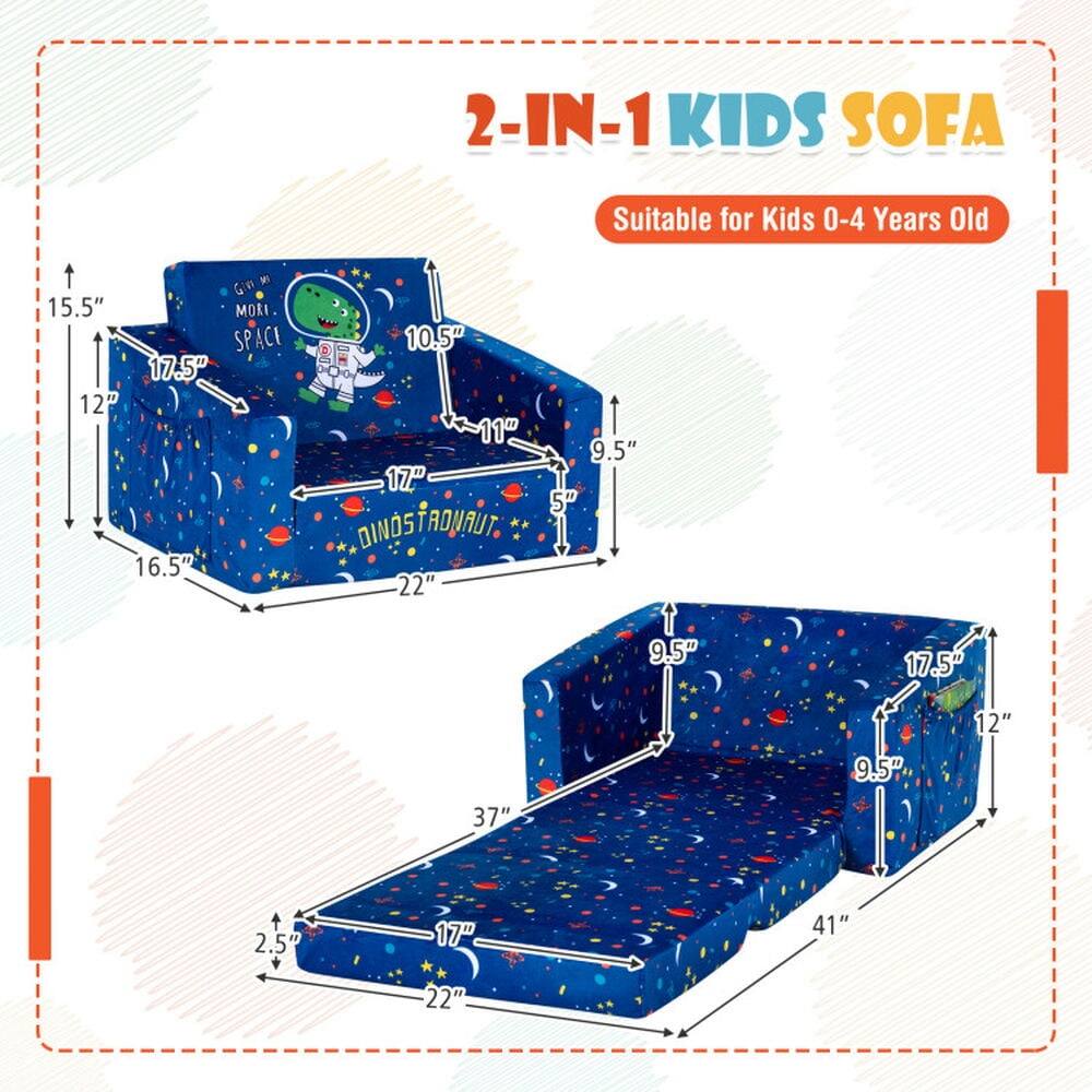 2-IN-1 KIDS SOFA  
Suitable for Kids 0-4 Years Old  

Dimensions:  
- 15.5"  
- 17.5"  
- 12"  
- 16.5"  
- 10.5"  
- 11"  
- 17"  
- 9.5"  
- 5"  
- 9.5"  
- 17.5"  
- 12"  
- 9.5"  
- 37"  
- 2.5"  
- 17"  
- 41"  
- 22"