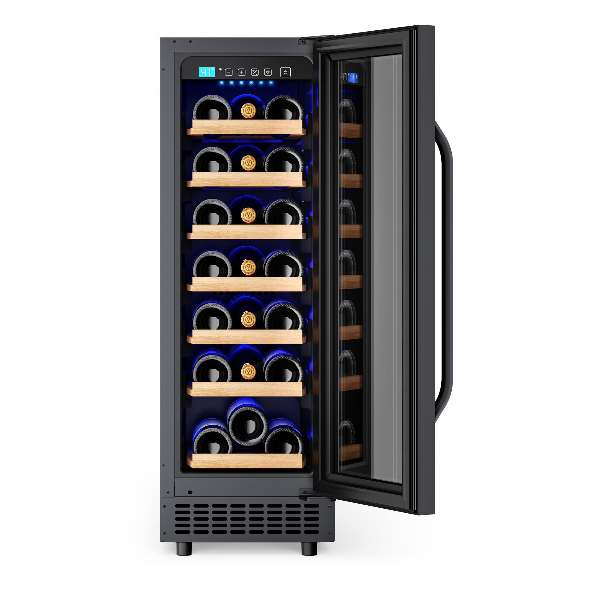 Alt View 2. BEARSOLIM - 12Inch Wine Fridge Small Refrigerator Freestanding/Built in, 21 Bottle 2Cu.Ft Compressor Wine Cooler w/Lock - black.