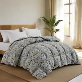 Peace Nest - All Season Paisley Floral Goose Feather Fiber Comforter Duvet Vintage Style, Full/Queen - Navy Paisley