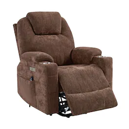 Boyel Living - Power Lift Recliner Chair for Elderly 350 LBS Capacity with 8-Point Massage, Lumbar Heat, USB and Type-C Ports - Brown