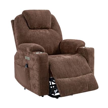 Front. Boyel Living - Power Lift Recliner Chair for Elderly 350 LBS Capacity with 8-Point Massage, Lumbar Heat, USB and Type-C Ports - Brown.
