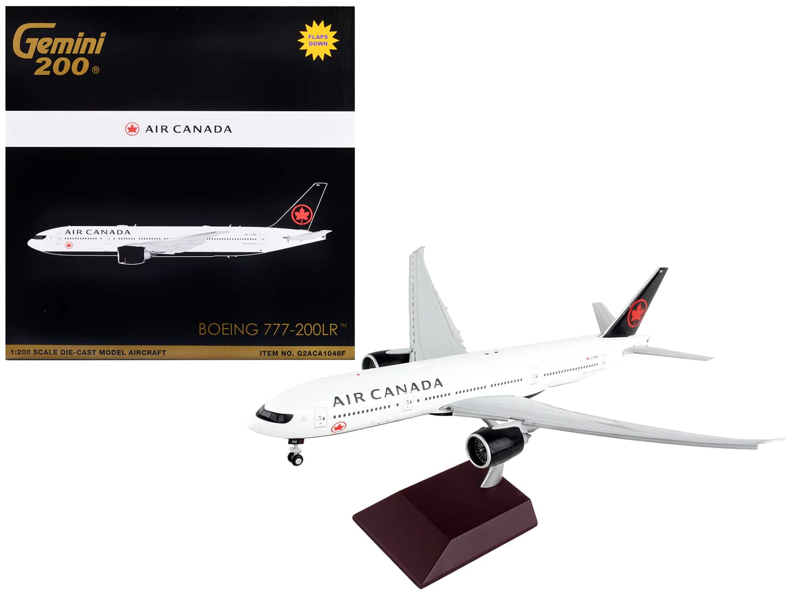 GeminiJets - Boeing 777-200LR Air Canada Flaps Down White Black Tail Gemini 200 1/200 Airplane - White, Black