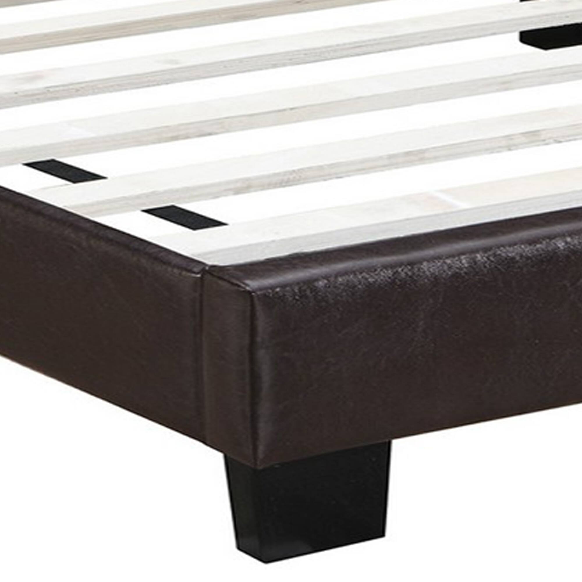 Alt View 1. Manhattan Lane - Queen Leatherette Bed with Checkered Tufted Headboard - Brown.