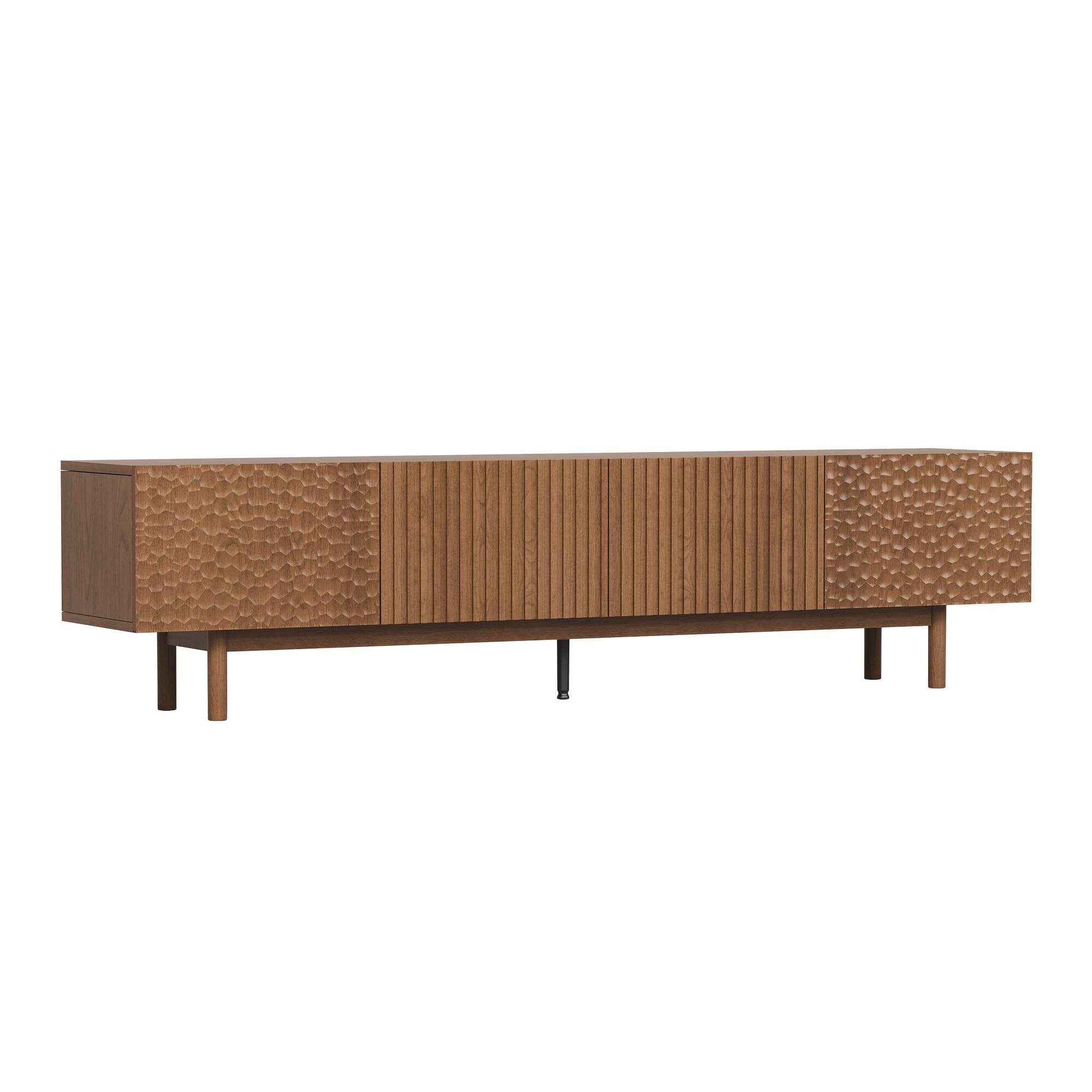Alt View 5. luck idea - 86.61" TV Stand and Media Console, Modern Entertainment Center with Ample Storage - Walnut Color.