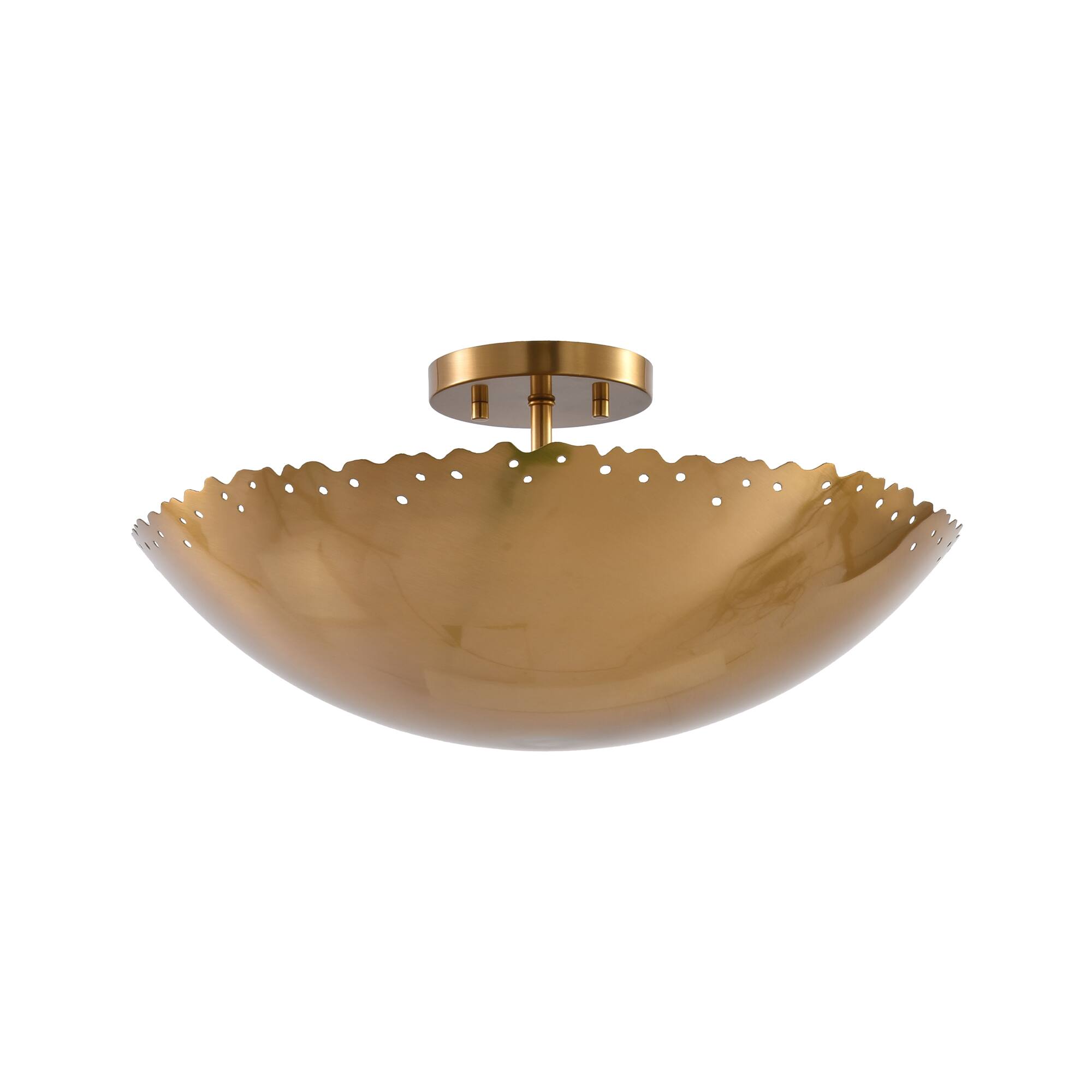 Alt View 4. Parrot Uncle - Antique Gold 3-Light Semi Flush Mount Ceiling Light - Brass.