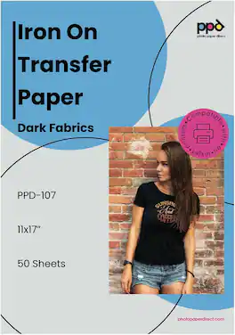 Photo Paper Direct - Dark Iron-On Transfer Paper 11x17 for Inkjet Printers (50 Sheets) - White