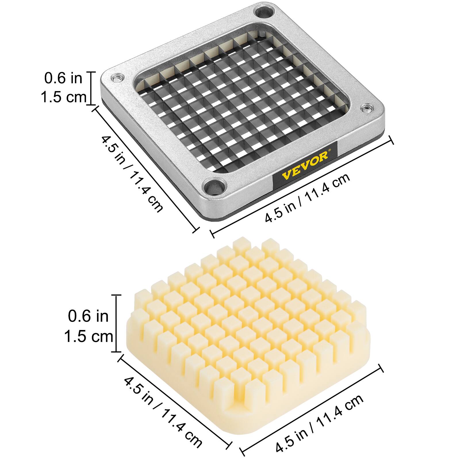 0.6 in 1.5 cm, 4.5 in / 11.4 cm, VEVOR, 0.6 in 1.5 cm, 4.5 in / 11.4 cm.
