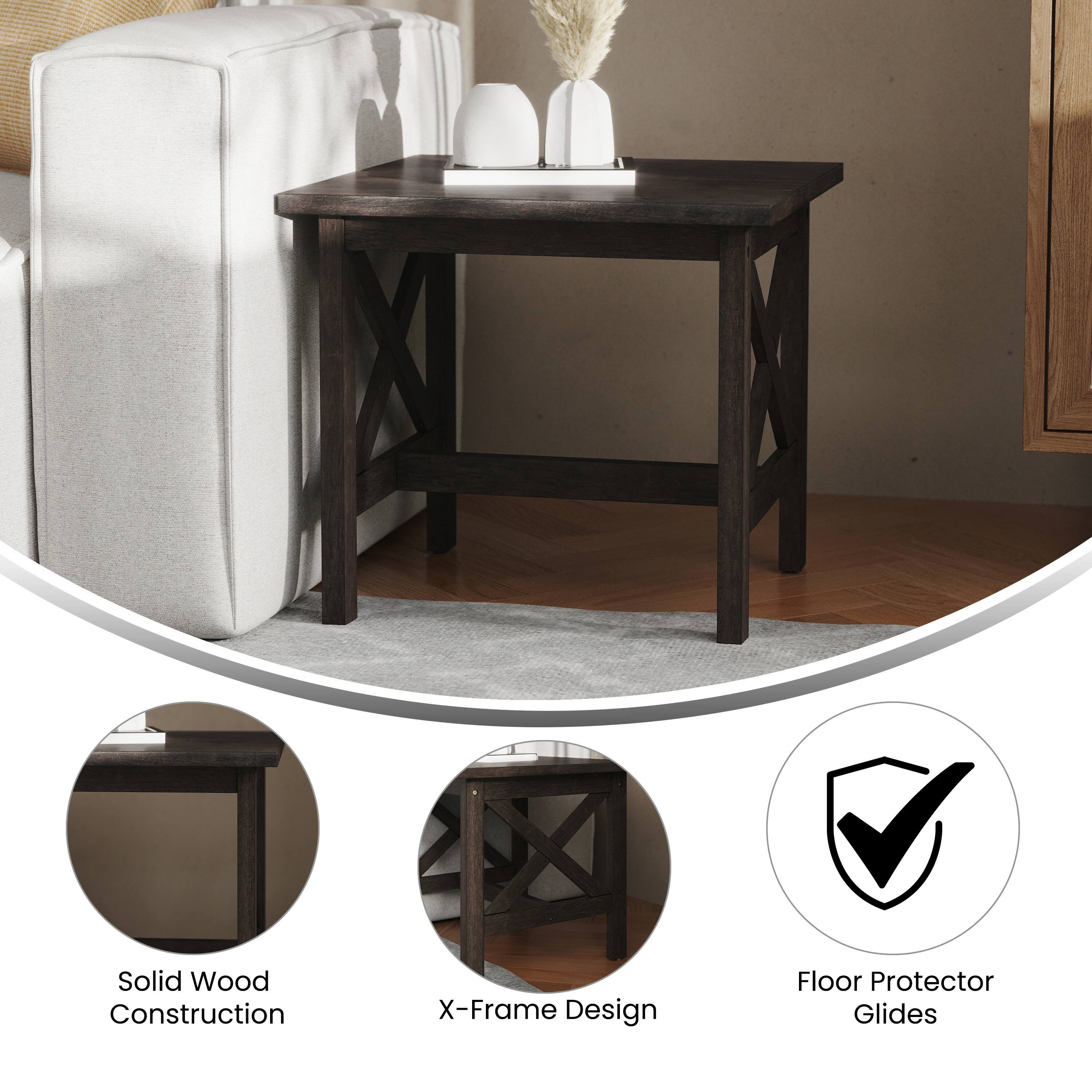 Solid Wood Construction  
X-Frame Design  
Floor Protector Glides