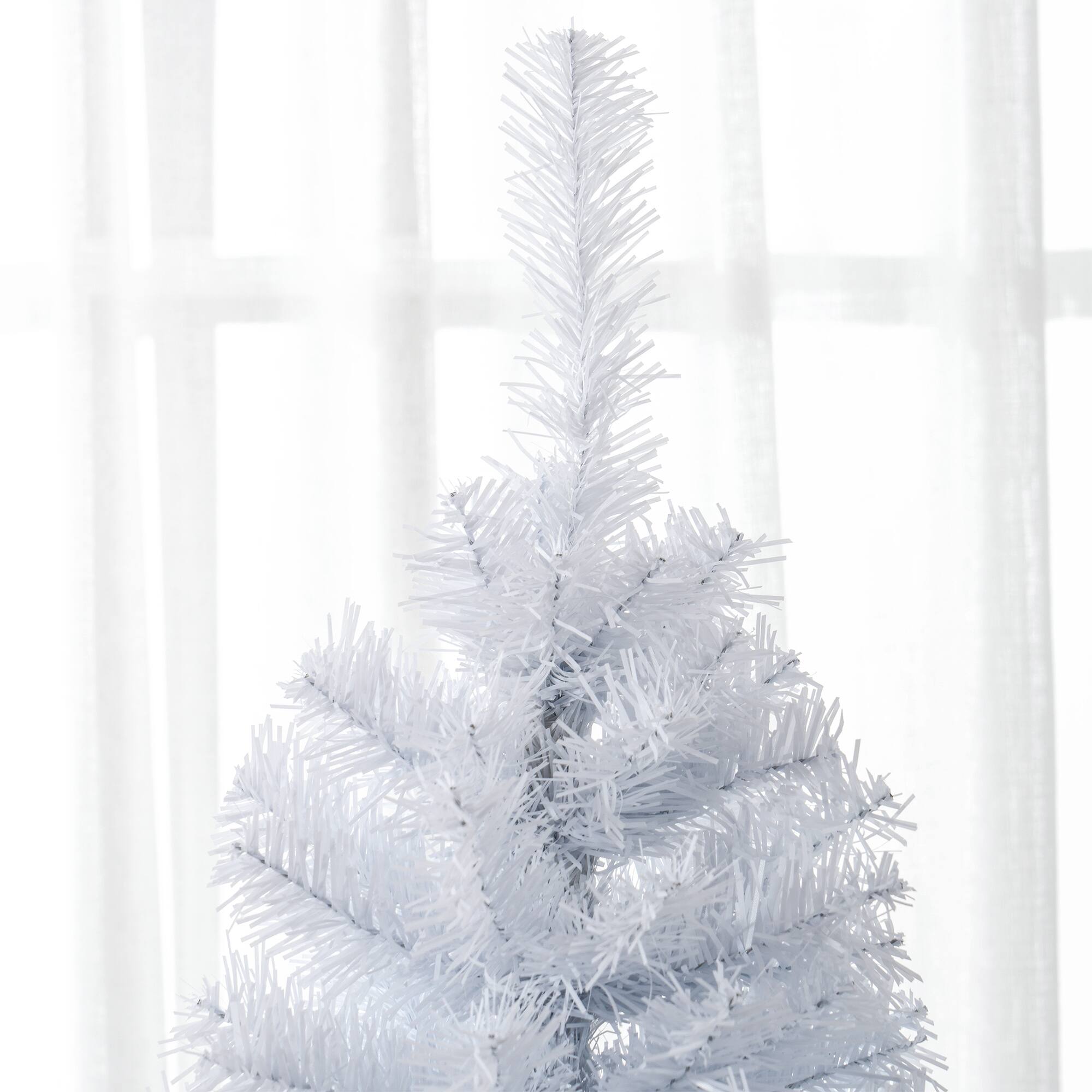 Alt View 8. Homcom - Pencil Christmas Tree, Unlit Artificial Christmas Tree Slim Douglas Fir Xmas Tree with Realistic Branches, Halloween - White.