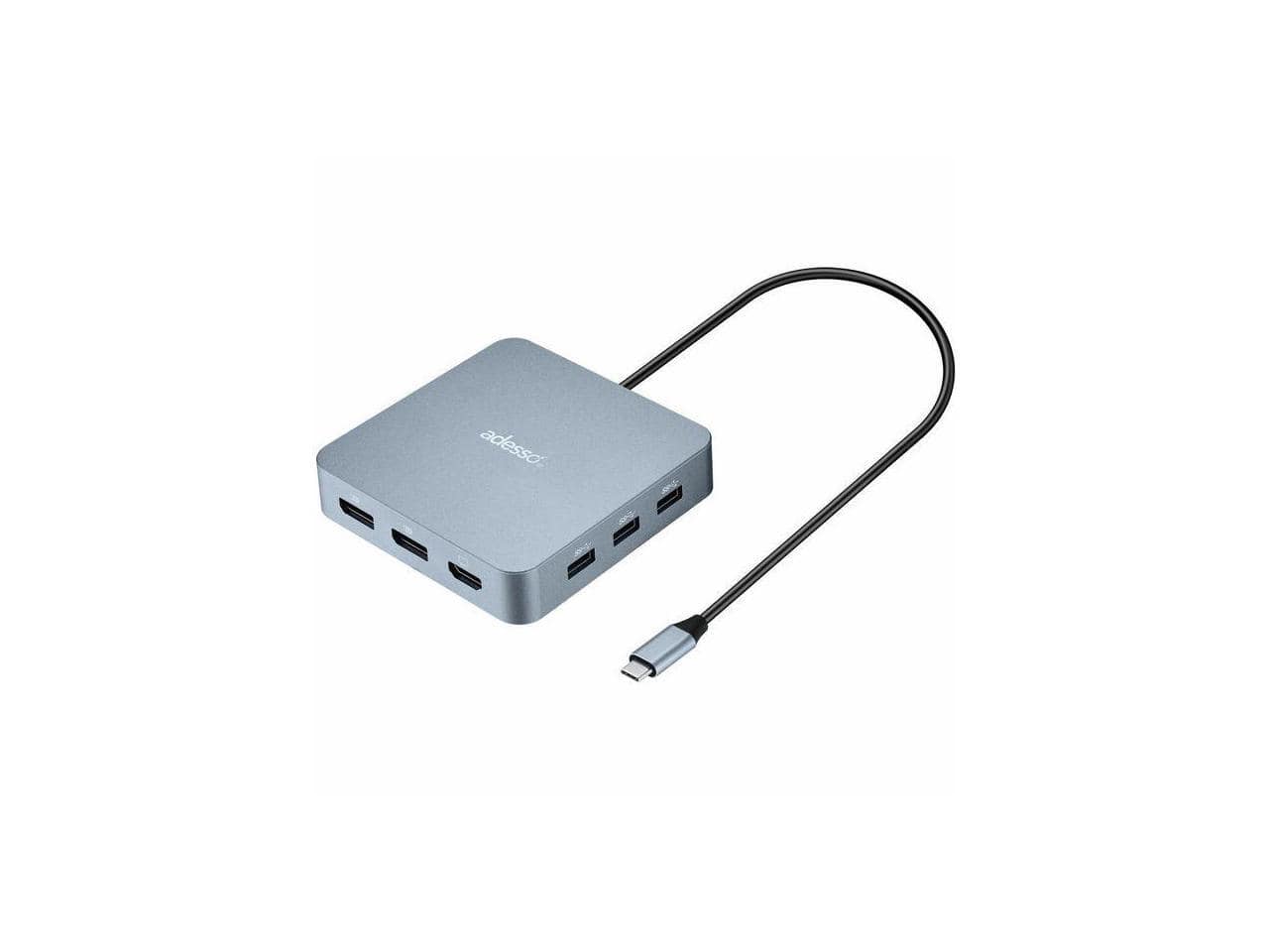 Adesso - AUH-4051 Docking Station - 65W USB-C, 3 Displays, 4K/8K, 5 USB Ports - Black