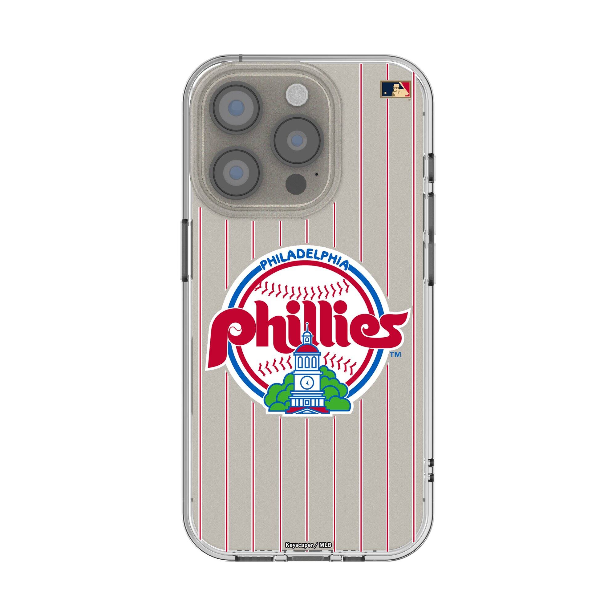 Keyscaper - MLB - Philadelphia Phillies - Cooperstown Pinstripe iPhone Clear Case - 14 - Multicolor