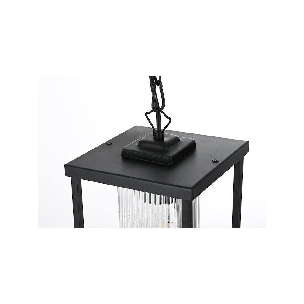 Alt View 4. Elegant Lighting - Dover 7 inch Outdoor Pendant in Black - Black.