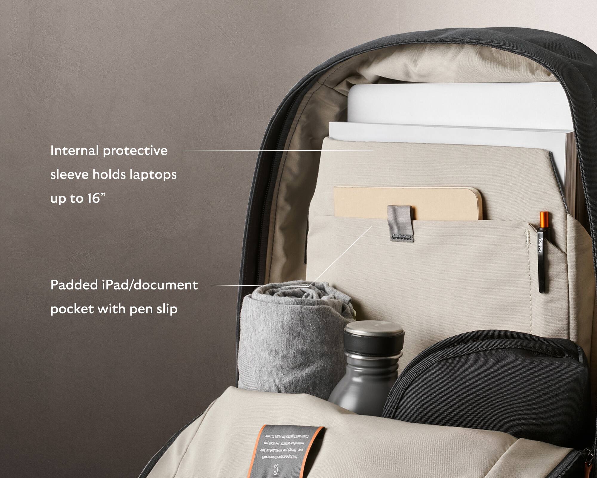 Internal protective sleeve holds laptops up to 16" Padded iPad/document pocket with pen slip - 4 a a - Iy - R -i_toc -n - nti - A O tcen bY A.