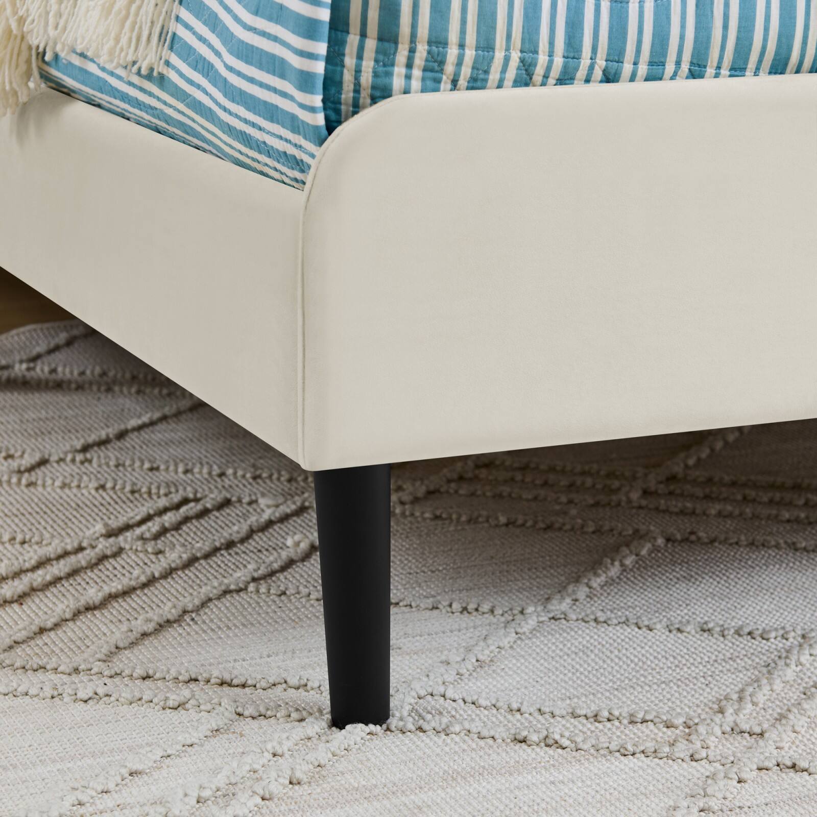Alt View 5. Ecooso - Full Size Upholstered Platform Bed Frame with 2 Storage Drawers, Adjustable Velvet Sofa Bed - Beige.