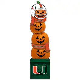 Fan Creations - Miami Hurricanes 31" Stacked Pumpkin Leaner - Multicolor
