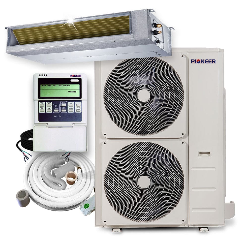 Pioneer - Quantum Ultra 48,000 BTU 4 Ton 17 SEER Slim-Duct Ceiling Concealed Mini Split Air Conditioner with Heat Pump 230-Volt - White
