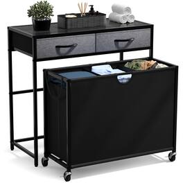Sorbus - 3 Section Laundry Hamper with Shelf and 2 Drawers for Laundry Room Organization, Laundry Basket with Wheels - Black
