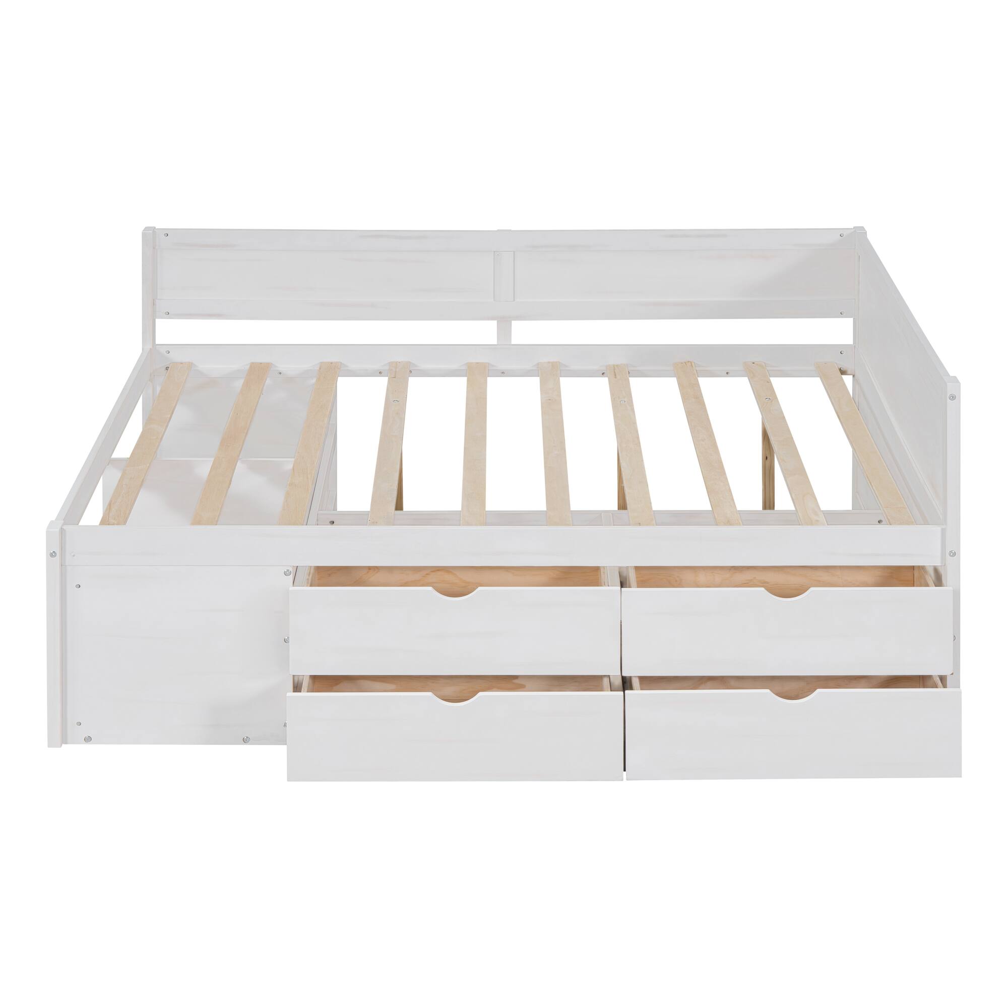 Back. Tiramisubest - Full Size Daybed with Drawers and Shelves, White - White.