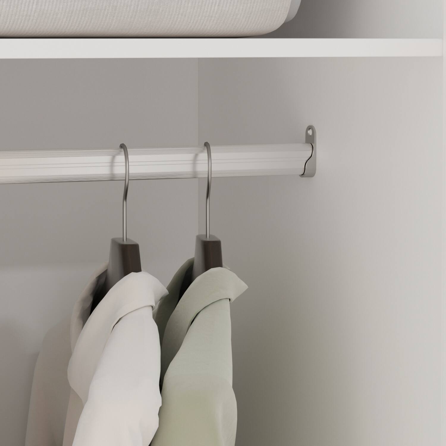 Alt View 1. FUFU & GAGA - FUFU&GAGA Minimalist Wardrobe with Anti - Tip & Hanging Rod - White.