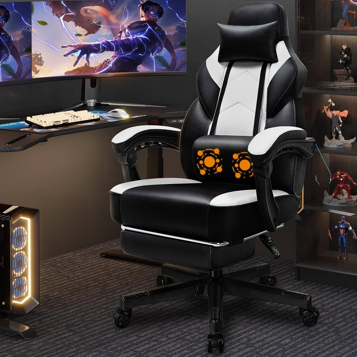 ThinkLink Electronic - Stylish Modern Premium High Gaming Chair Adjustable Computer Office With Adjustable Ergonomic Swivel - White