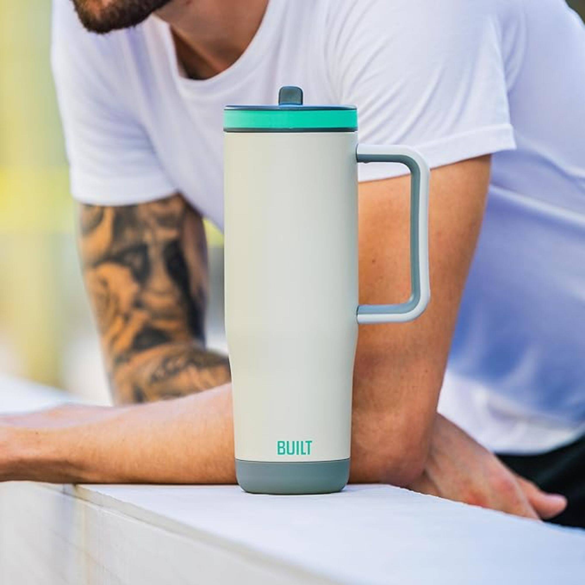 Alt View 2. Built - Built Cascade 40 oz Flip Straw Tumbler - Concrete Grey.