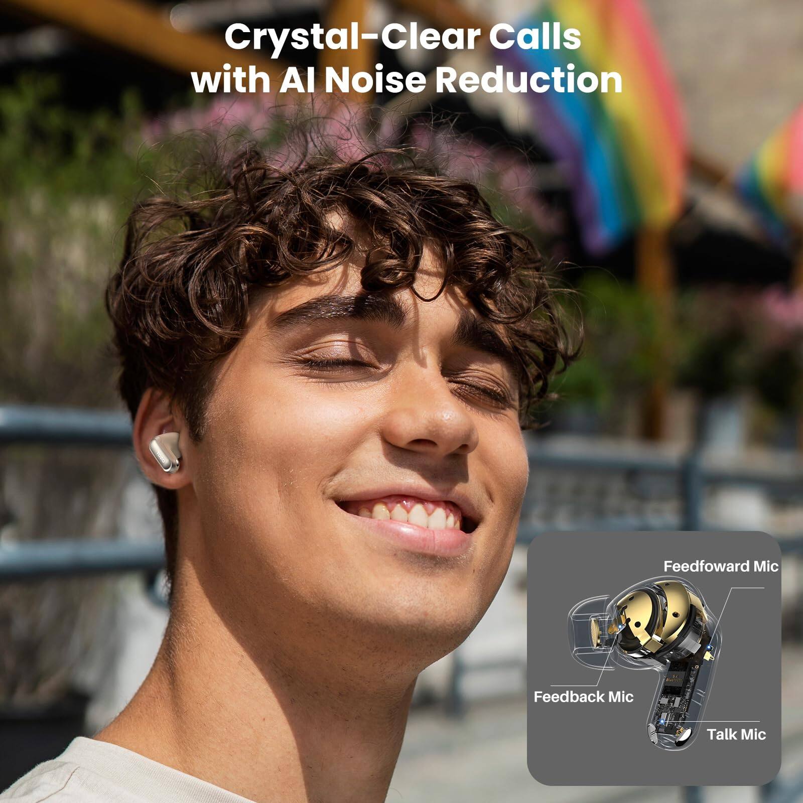Crystal-Clear Calls with AI Noise Reduction

Feedforward Mic  
Feedback Mic  
Talk Mic