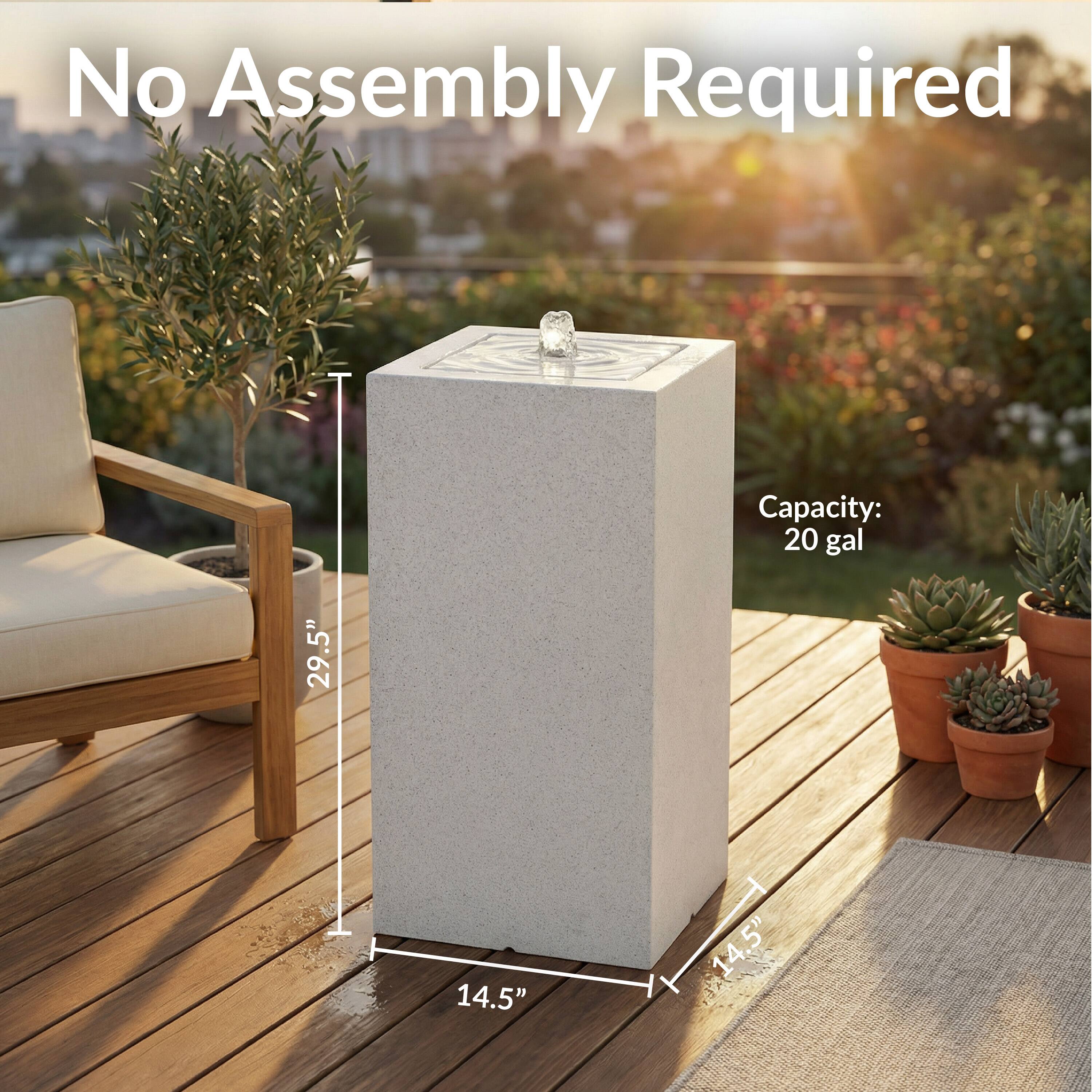 No Assembly Required  
Capacity: 20 gal  
29.5" x 14.5" x 14.5" x 5"