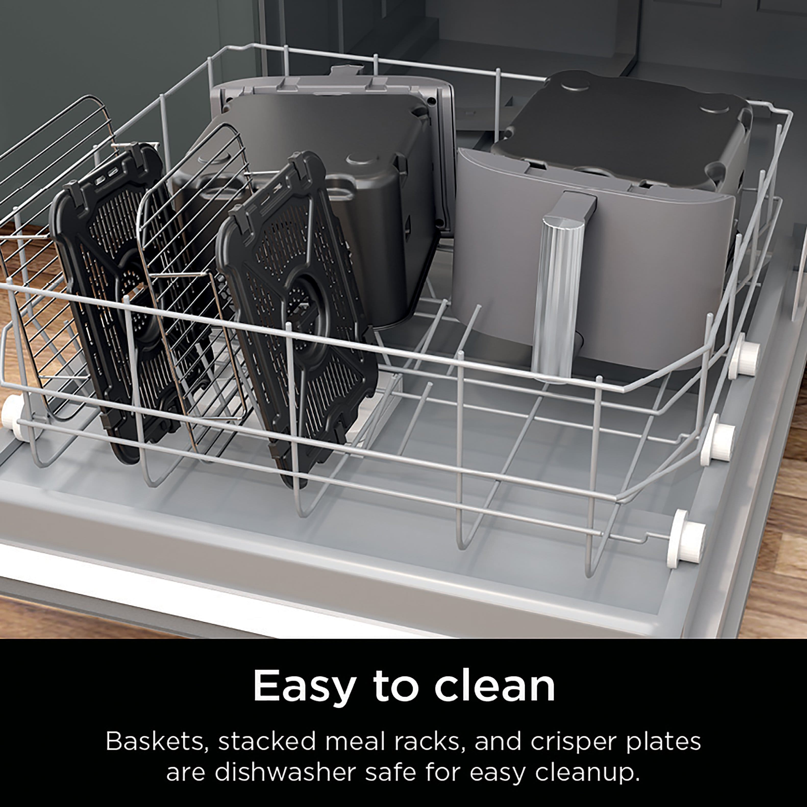 Easy to clean Baskets, stacked meal racks, and crisper plates are dishwasher safe for easy cleanup.