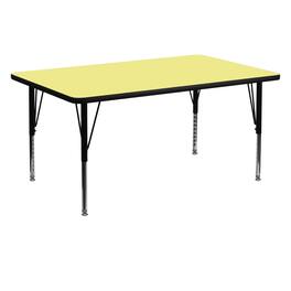 Emma + Oliver - 30x60 Rectangle Laminate Adjustable Preschool Activity Table - Yellow