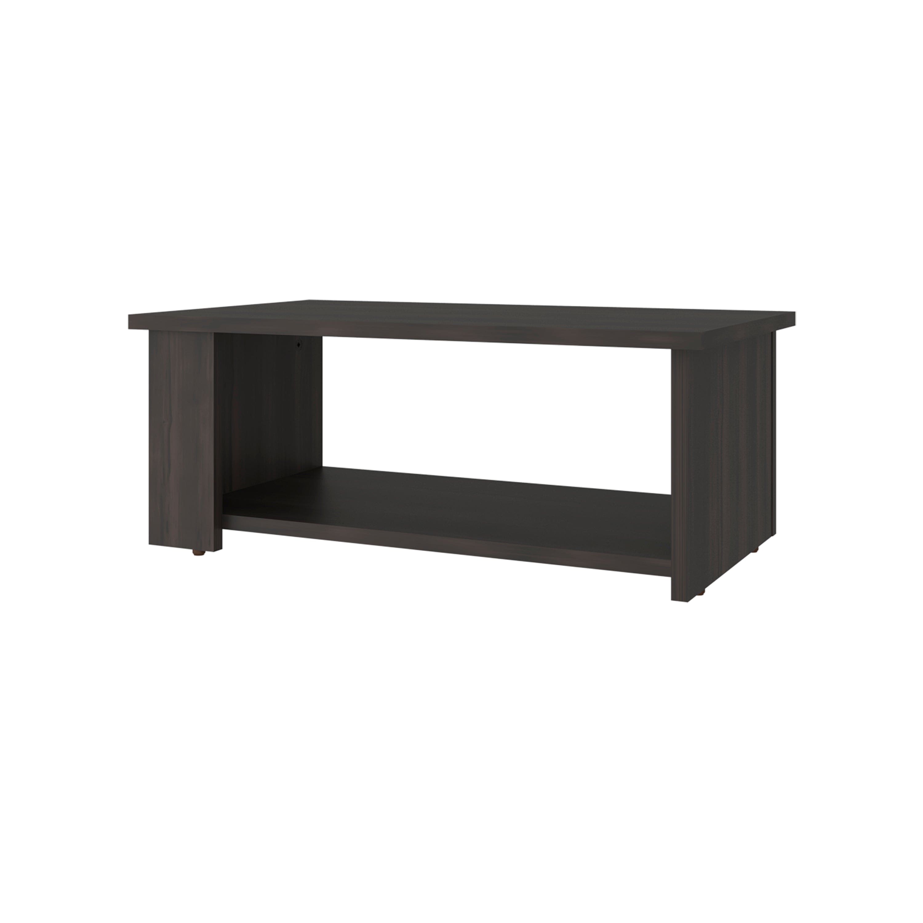 TuHome - Dago Modern Coffee Table with Open Storage Shelf, Rectangular Center Table for Living Room - Brown