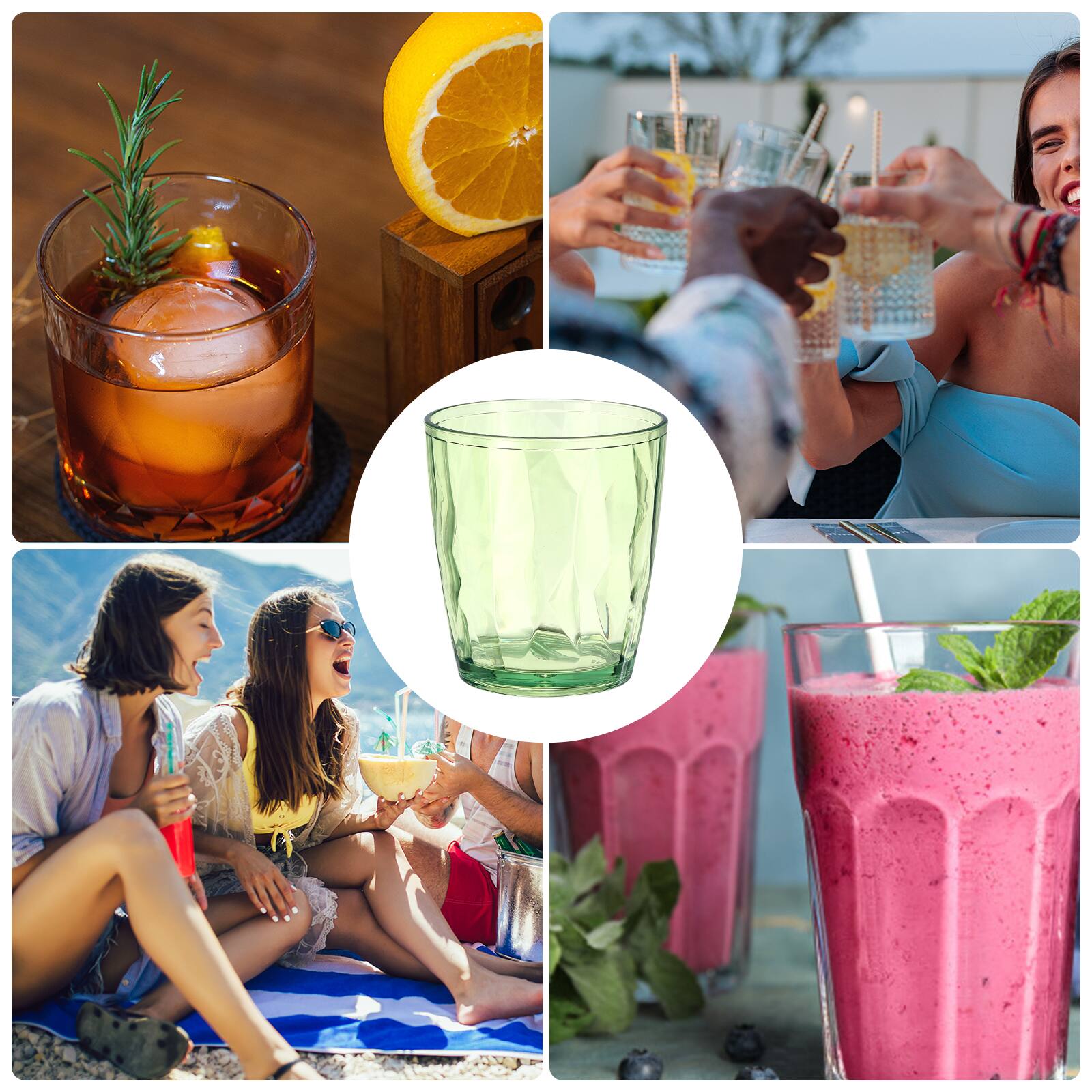Alt View 6. Unique Bargains - 2pcs Plastic Drinking Glasses, 10.48oz Unbreakable Reusable Stackable Water Tumblers for Home Office - Green.