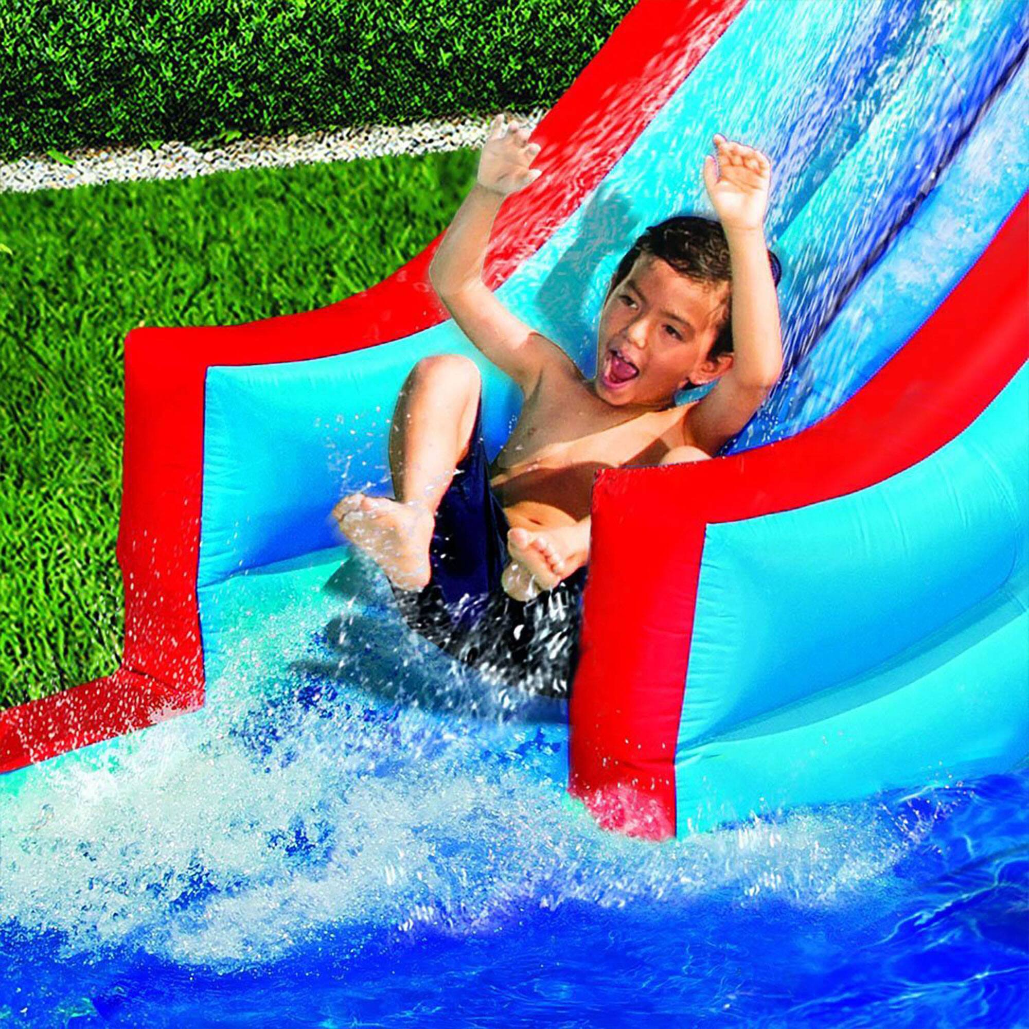 Alt View 8. Banzai - Banzai Slide N' Soak Inflatable Outdoor Kids Splash Pool Water Park Play Center - Multicolor.