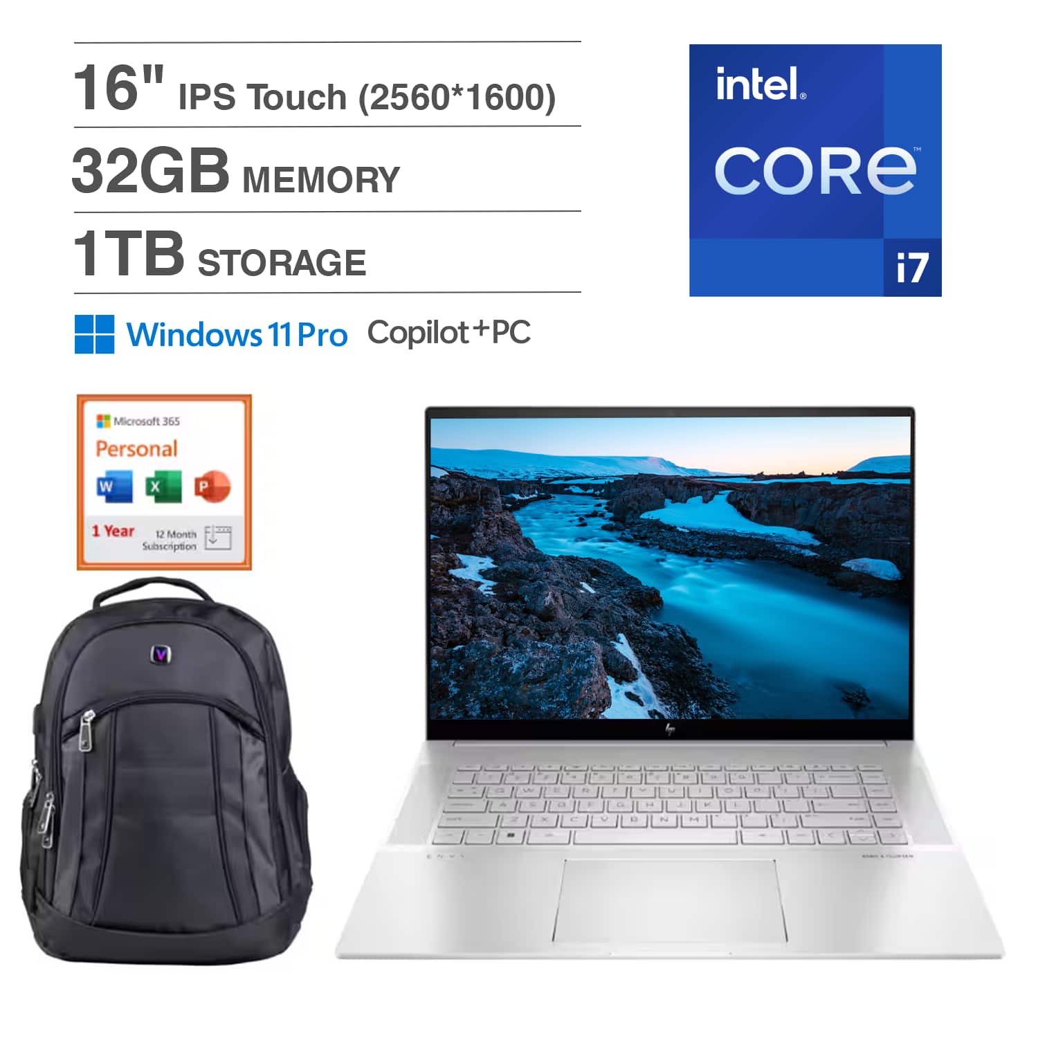 16" IPS Touch (2560*1600)  
32GB MEMORY  
1TB STORAGE  
intel CORE i7  
Windows 11 Pro Copilot+PC  
Microsoft 365 Personal  
1 Year 12 Months Subscription