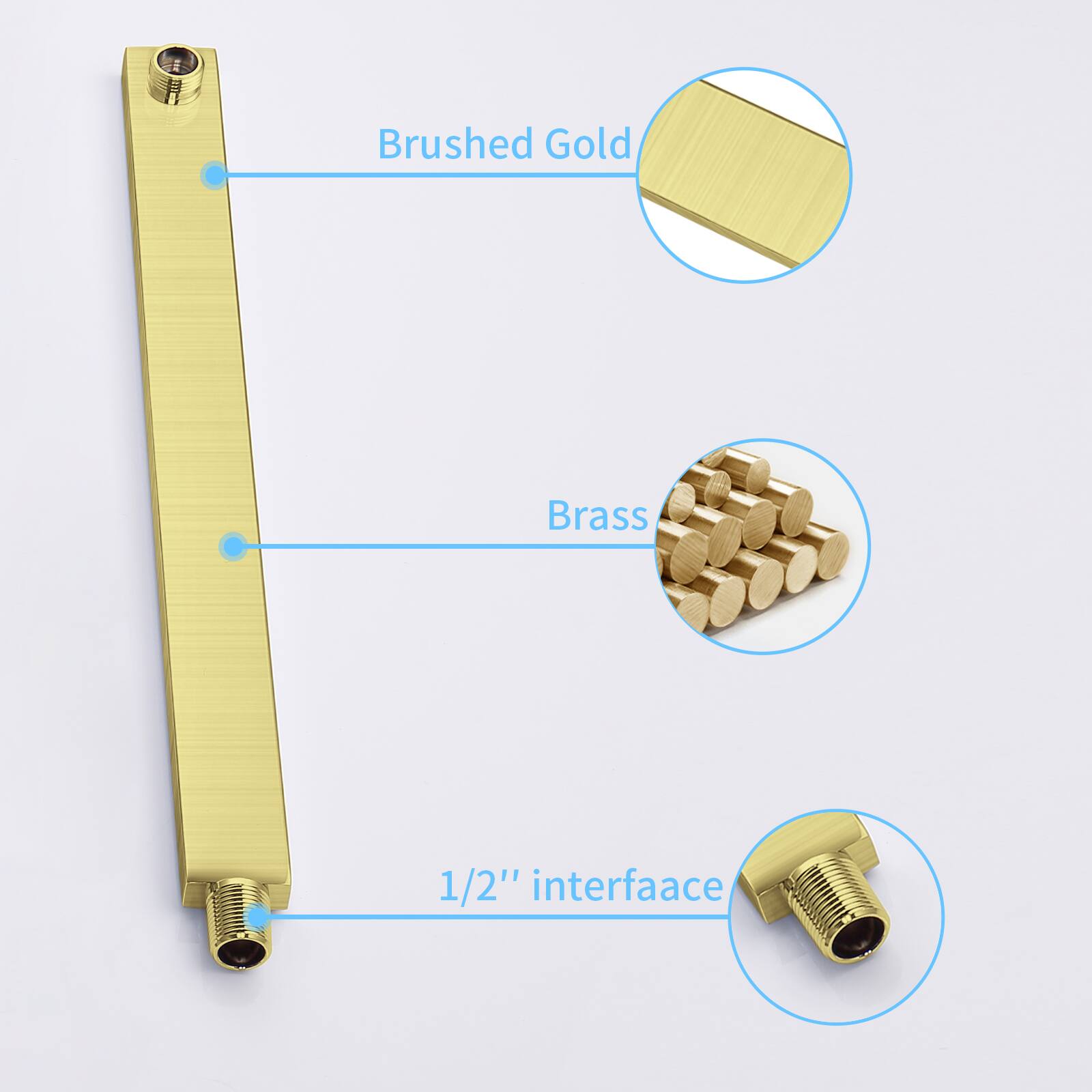 Brushed Gold  
Brass  
1/2" interface