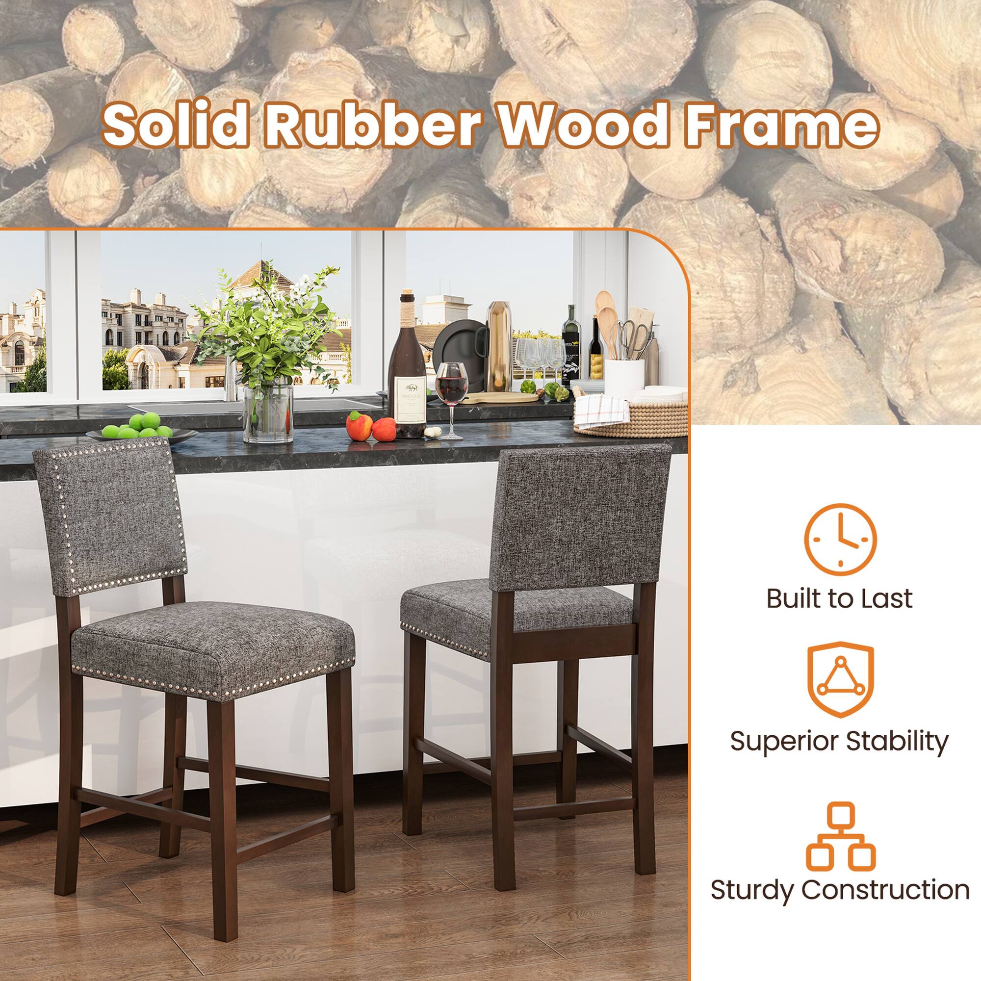 Solid Rubber Wood Frame Built to Last Superior Stability Sturdy Construction