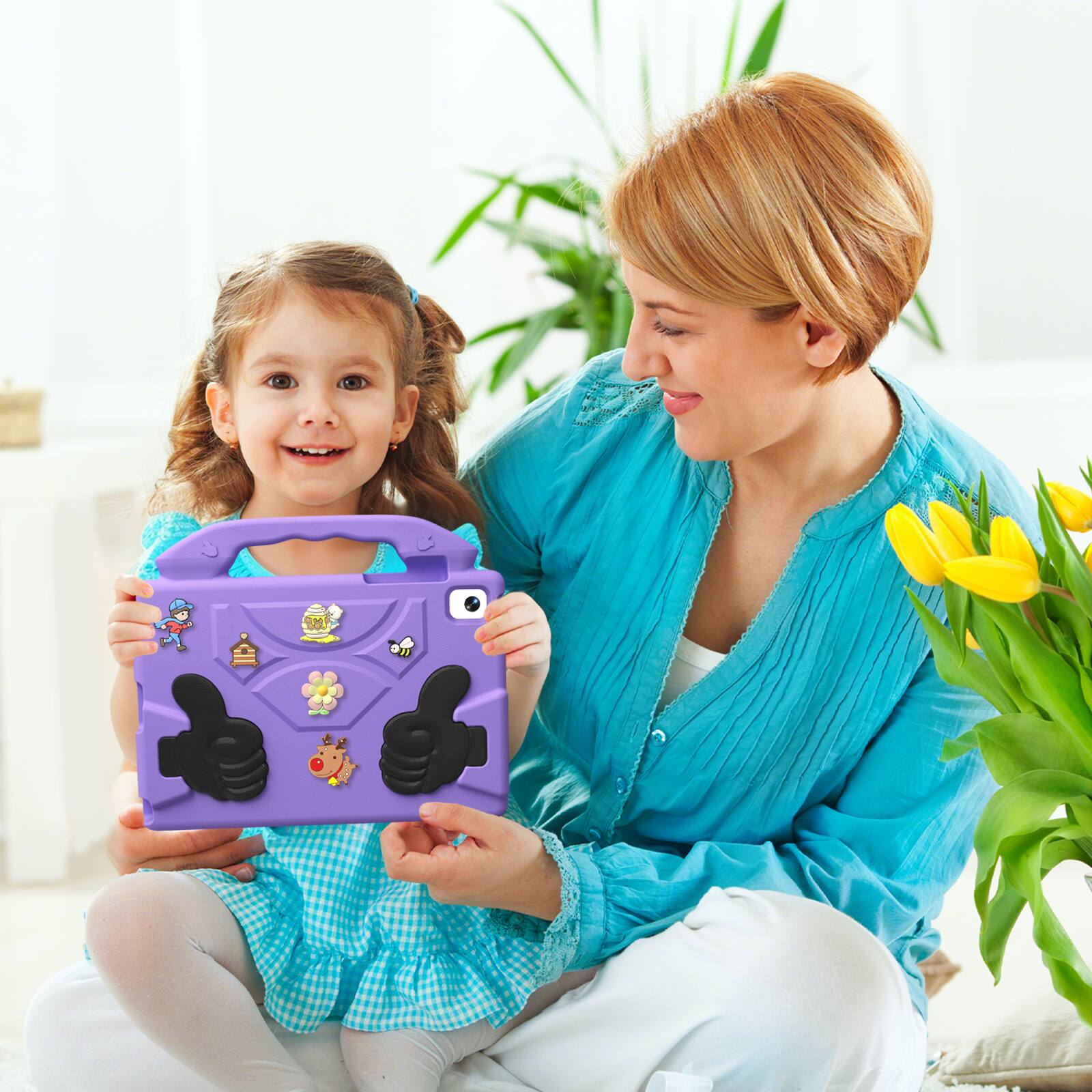 Alt View 1. Dteck - Kids Case for Samsung Galaxy Tab A11+ / A9+ 11 Inch Tablet, Shockproof Silicone Stand Cover with Fun Charms - Purple.