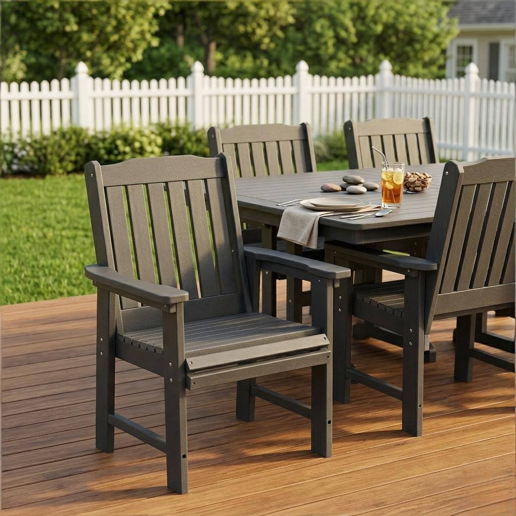 Front. Fortune Candy - HDPE Patio Dining Chair with 18/8 Stainless Steel Hardware,Heavy-Duty Outdoor Seating,600-Lb Capacity for Garden & Yard - Gray.