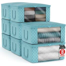 Sorbus - Medium Clothes Storage Bags - Foldable Blanket Storage Bins for Organizing Bedroom, Closet, Clothing - Aqua