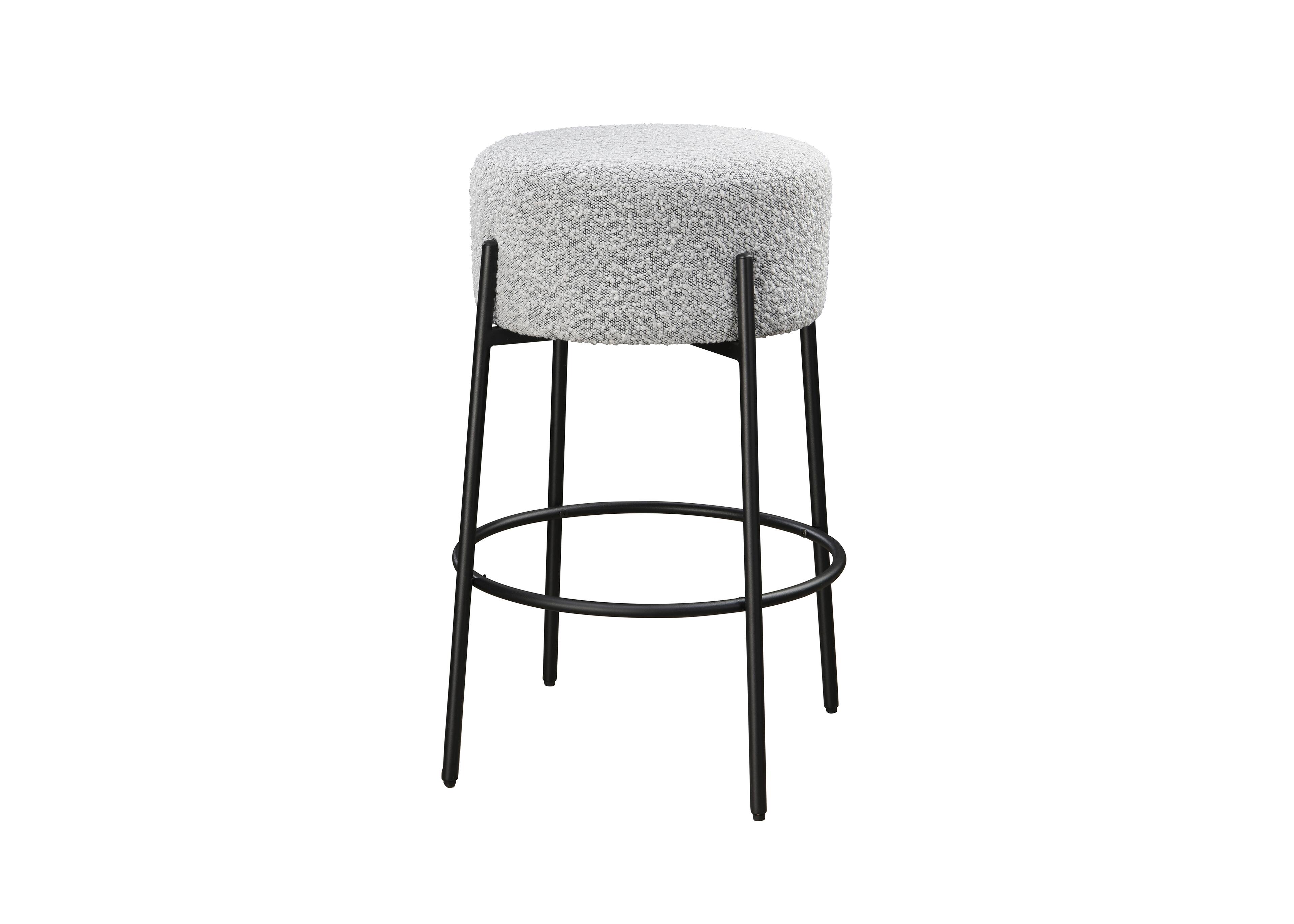 Alt View 1. LuXeo - Danica 29" Barstool Black Steel Legs with Gray Fabric Upholstered Seat (Set of 2) - Black/ Gray.