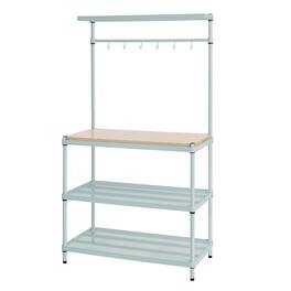 Design Ideas - MeshWorks Metal Storage Utility Wood Top Shelving Unit Rack, Green - Sage Green