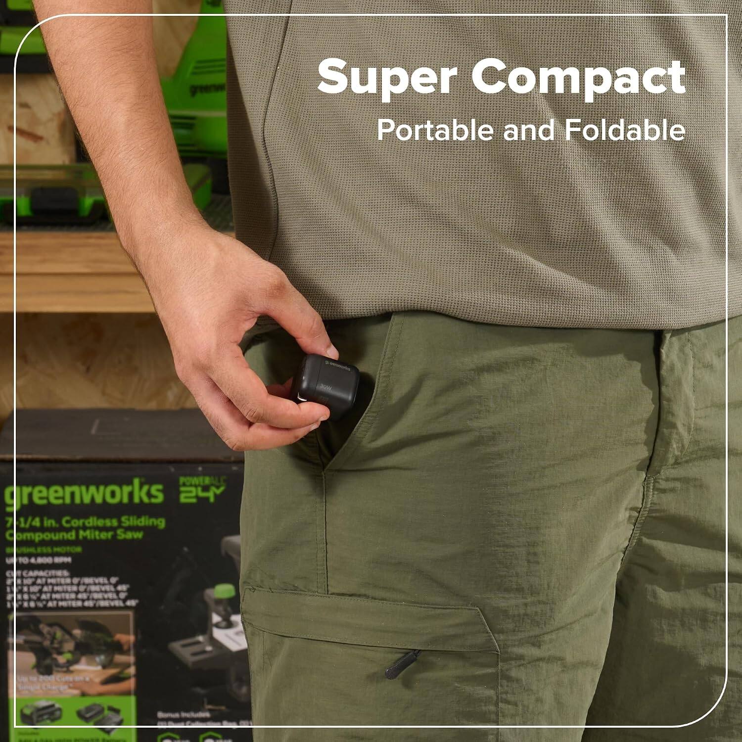 Super Compact Portable and Foldable

POWERALE greenworks, 24Y 1/4 in. Cordless Sliding Compound Miter Saw

100%