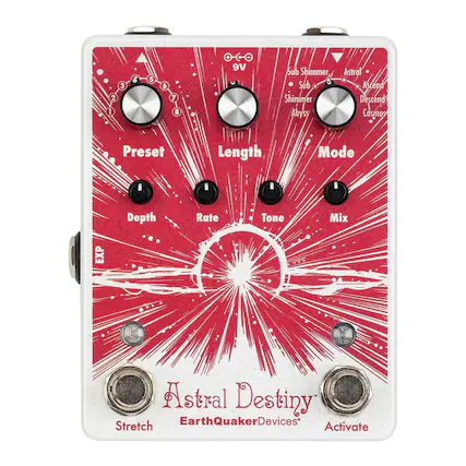 2 1 3 5 6 7 8 9V Sub Shimmer Sub Shimmer Abyss Astral Ascend Descend Cosmos Preset Length Mode Depth Rate Tone Mix EXP Astral Destiny Stretch EarthQuakerDevices Activate