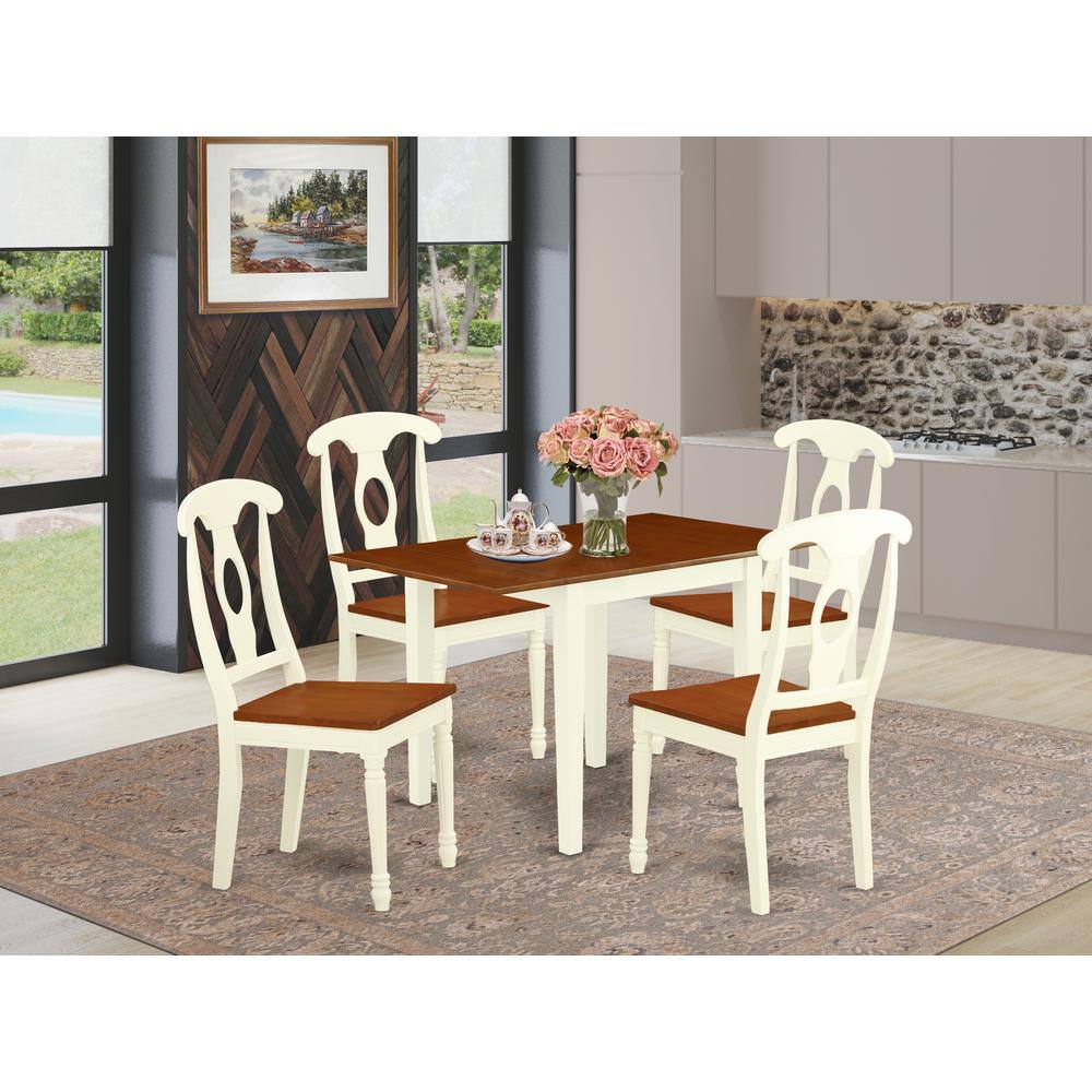 Left. East West Furniture - Dining Room Set Buttermilk & Cherry - Brown.