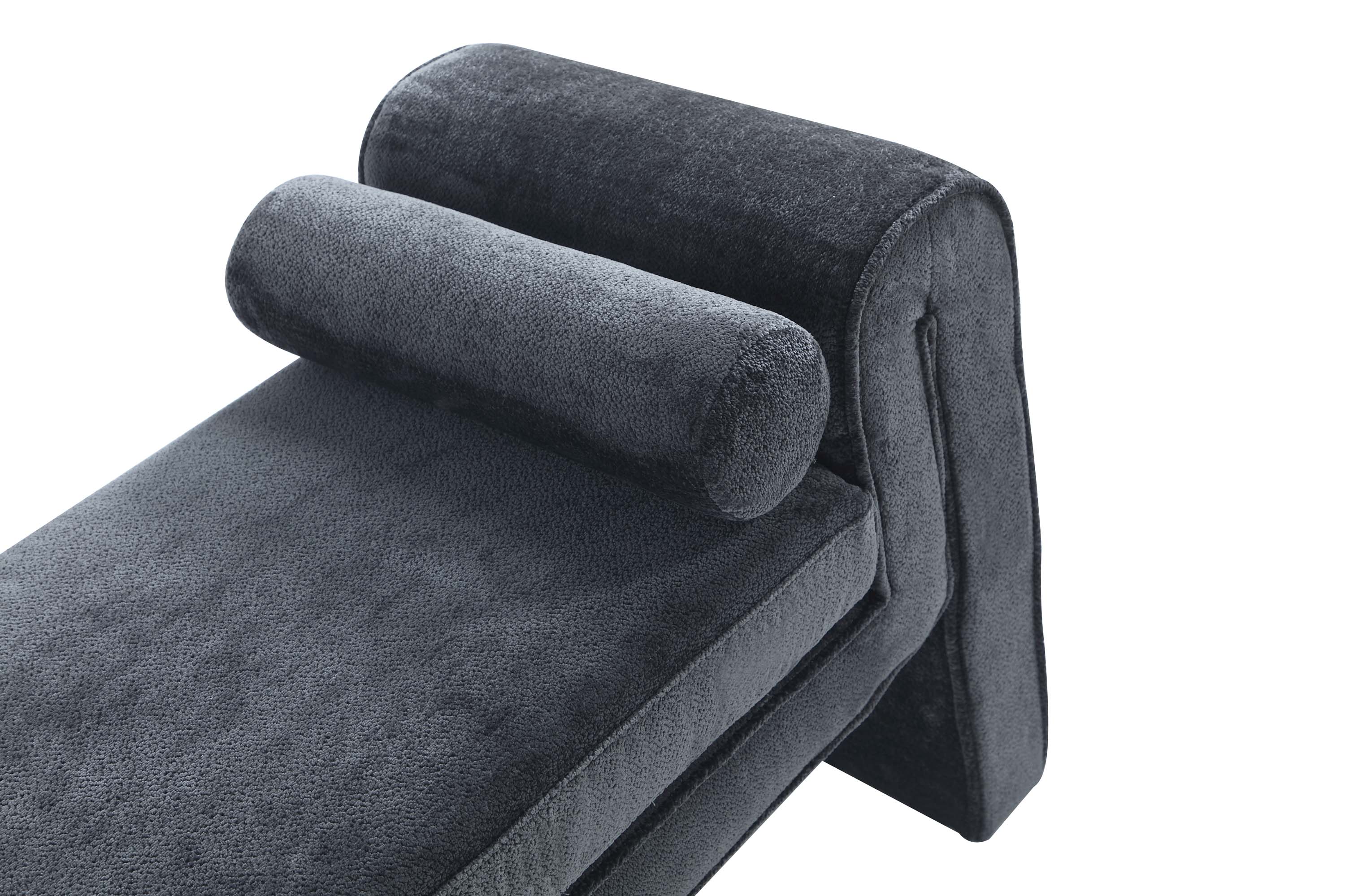 Alt View 2. Manhattan Comfort - Concord Modern Glam Chenille Accent Bench - Black.