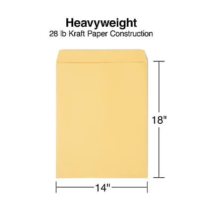 Heavyweight  
28 lb Kraft Paper Construction  
18" x 14"