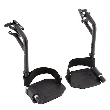 Front. Invacare - Wheelchair Legrest Hemi Footrests with Heel Loops, Flip-Up Aluminum Footplate & More - Black.
