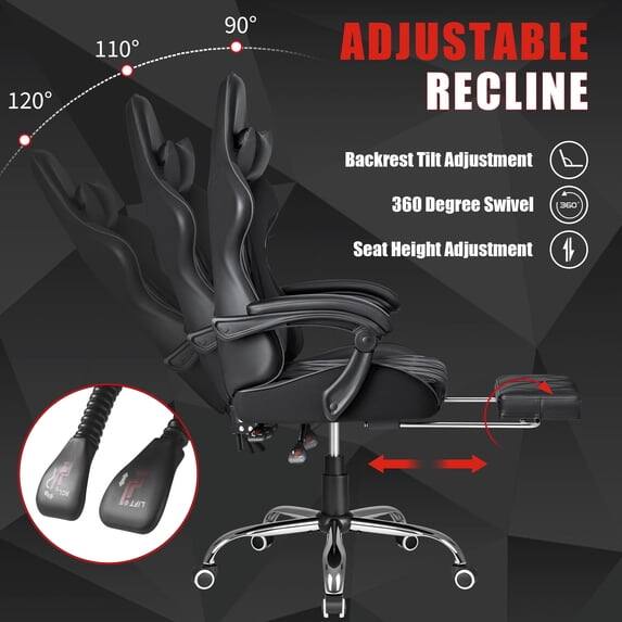 120  
110  
90  
ADJUSTABLE RECLINE  
Backrest Tilt Adjustment  
360 Degree Swivel  
360  
Seat Height Adjustment  
LIFT