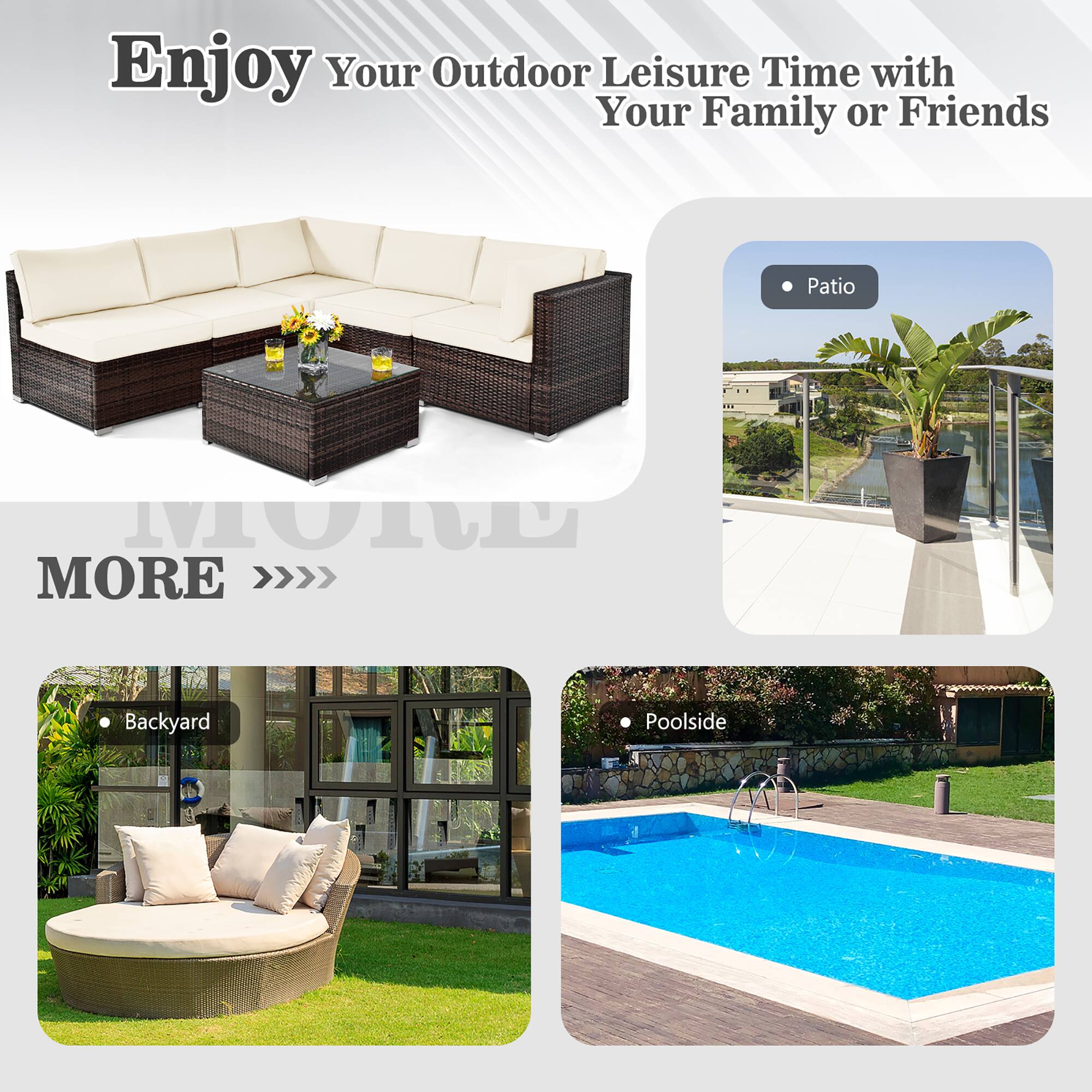 Enjoy Your Outdoor Leisure Time with Your Family or Friends: Patio, Poolside, Backyard, Outdoor Furniture.