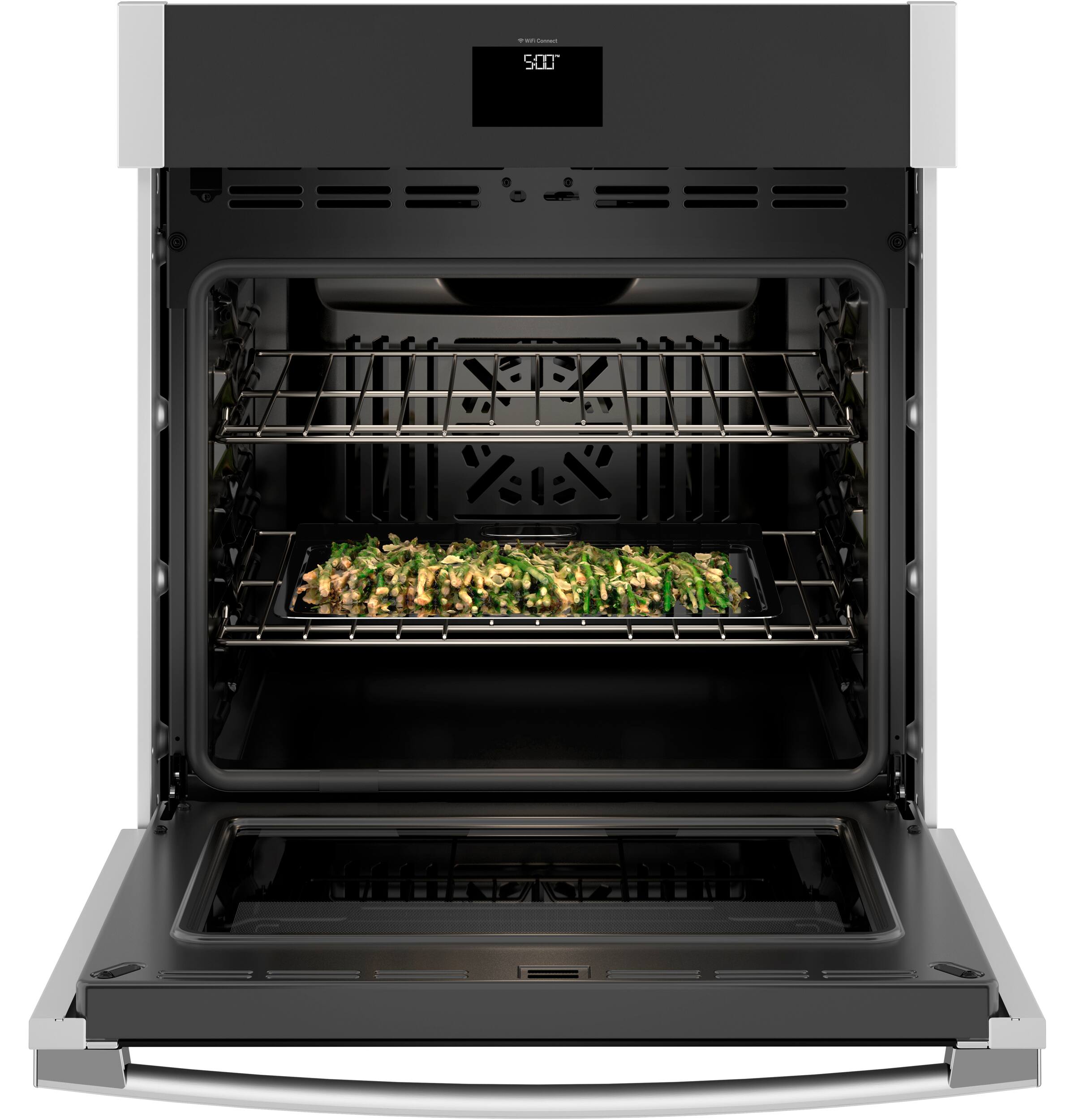 Alt View 12. GE - 27" Smart Built-In Single Electric Convection Wall Oven with Self-Clean, Steam Clean, and No Preheat Air Fry - Stainless Steel.