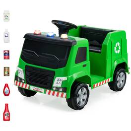 Gymax - 12V Recycling Garbage Truck Electric Ride On Toy Remote w/Recycling Accessories - Green